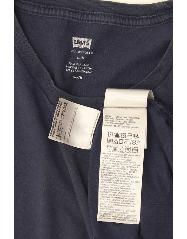 Мужская футболка приталенного кроя Levi's, топ среднего размера, темно-синий, хлопок