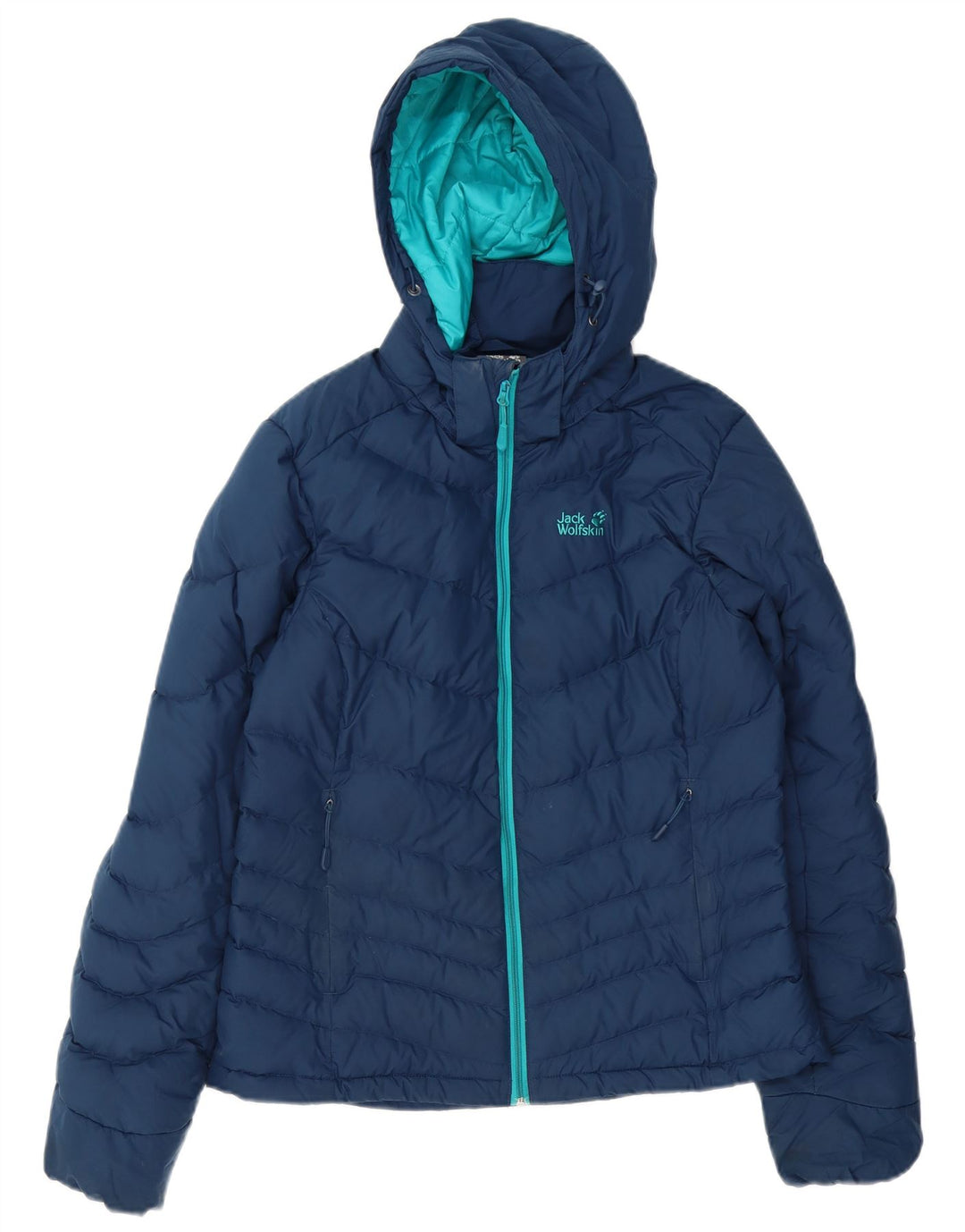 Женская стеганая куртка с капюшоном Jack Wolfskin, Великобритания, маленький размер 8/10, темно-синий, полиэстер