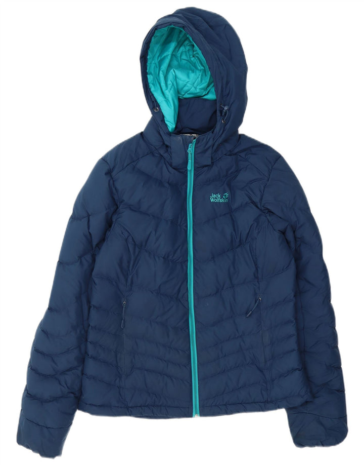 Женская стеганая куртка с капюшоном Jack Wolfskin, Великобритания, маленький размер 8/10, темно-синий, полиэстер