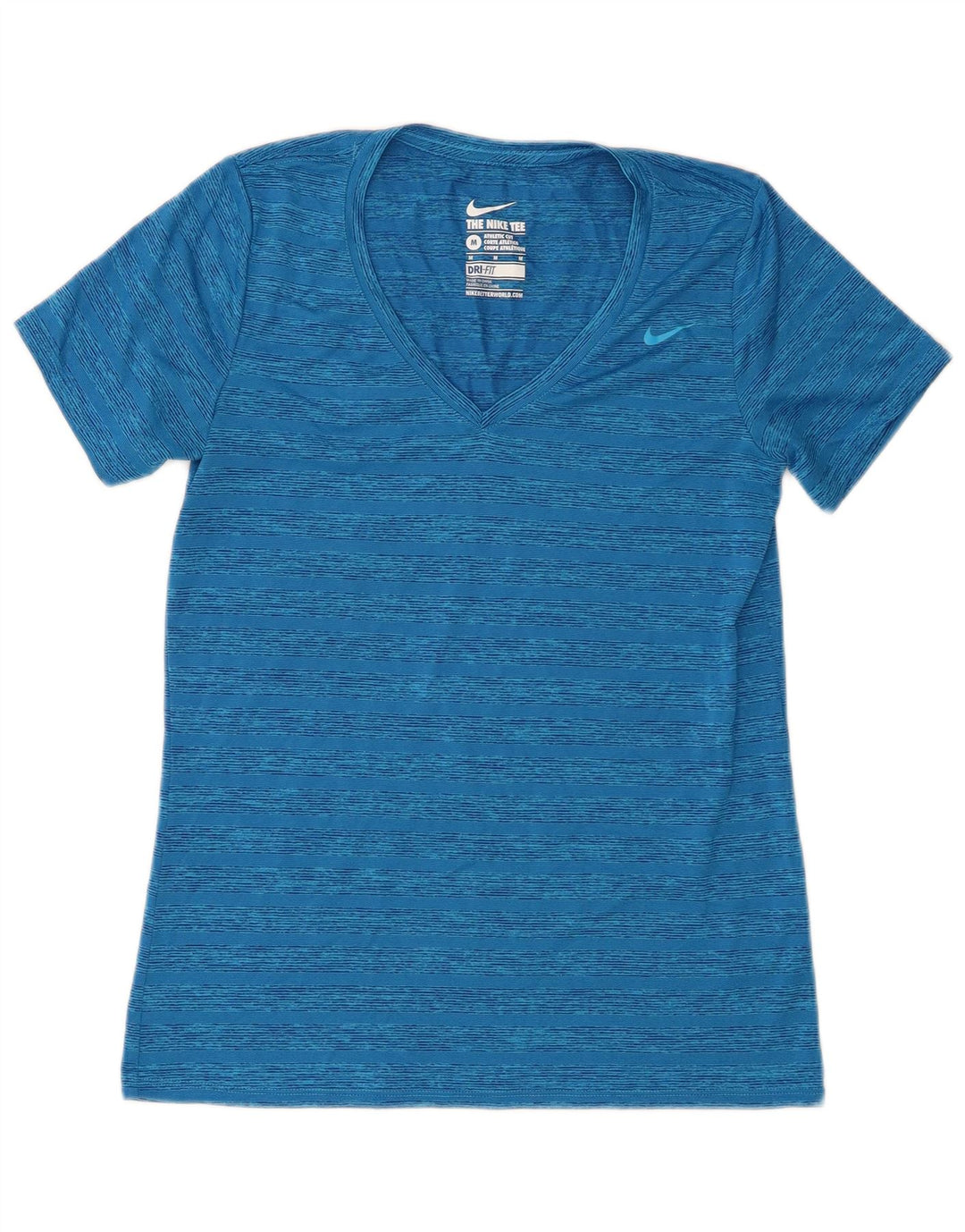 Женская футболка Nike Dri Fit Top UK 12, полиэстер, средний синий в полоску
