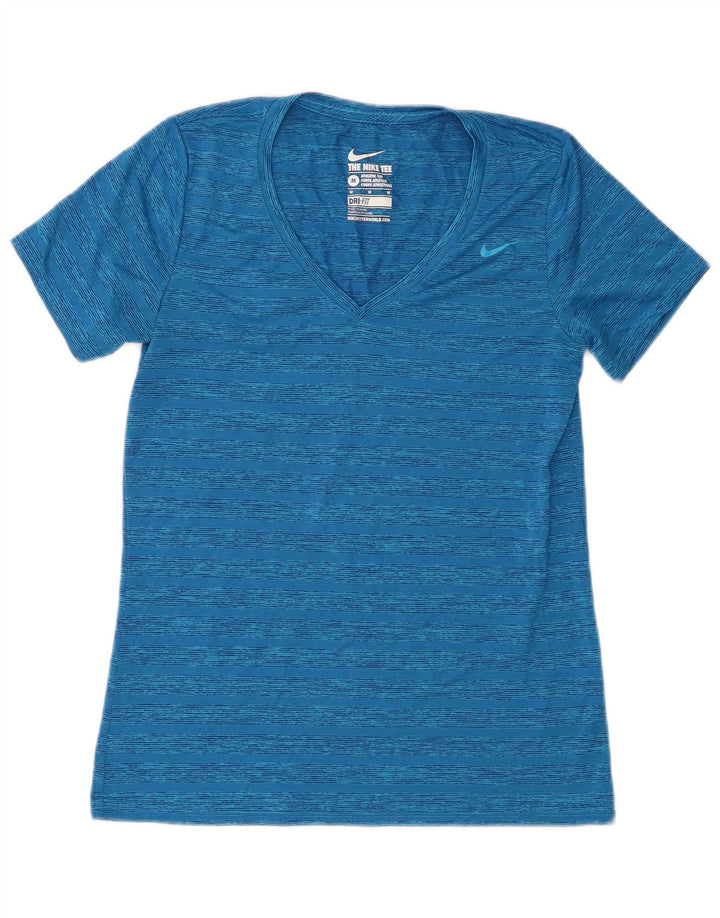 Женская футболка Nike Dri Fit Top UK 12, полиэстер, средний синий в полоску