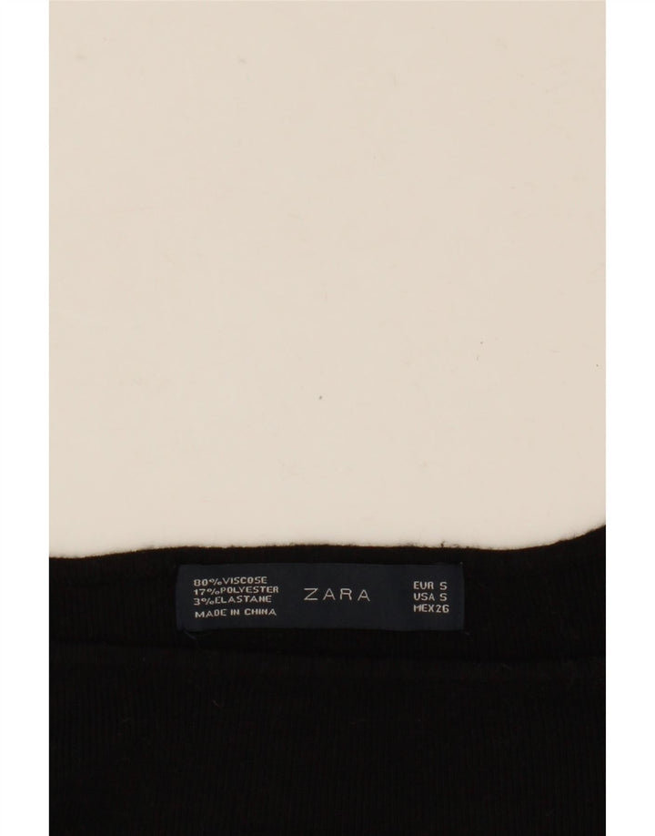 Женский укороченный топ Zara с длинным рукавом UK 10, маленький, черный, вискоза