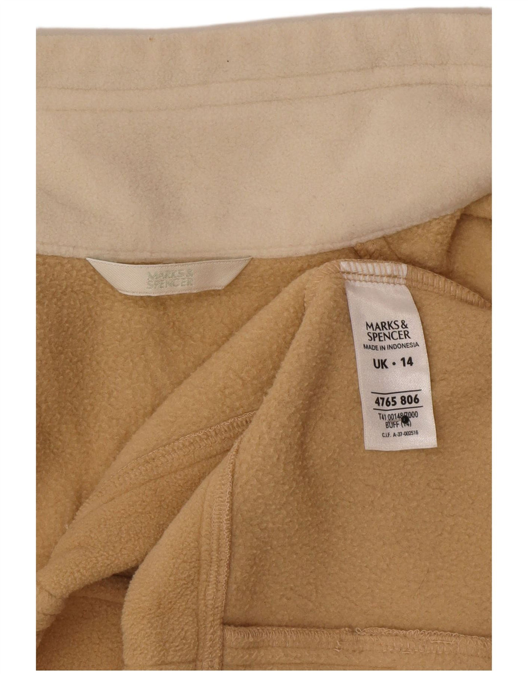 Женская флисовая куртка Marks & Spencer UK 14, большая, бежевая, полиэстер