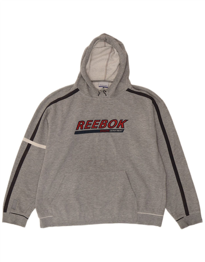 Мужской джемпер с капюшоном Reebok XL, серый в крапинку, полиэстер