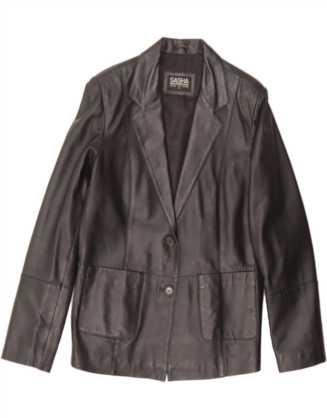 SASHA Womens Leather Jacket UK 14 Large  Black Leather Vintage Sasha and Second-Hand Sasha from Messina Hembry 
