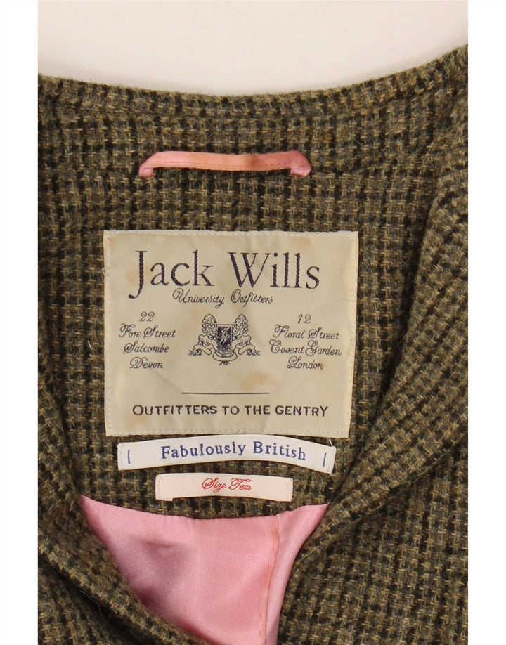 Женский пиджак с 3 пуговицами Jack Wills, Великобритания, 10, маленький, хаки, шерсть с узором «гусиные лапки»