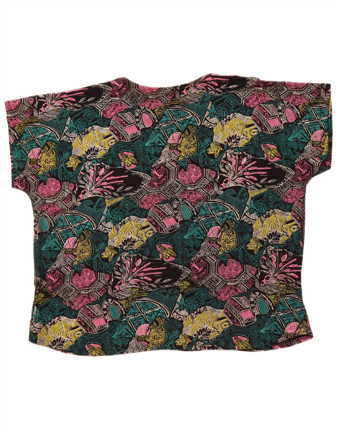 ВИНТАЖНАЯ женская блузка свободного кроя, топ UK 18 XL, разноцветный с геометрическим узором