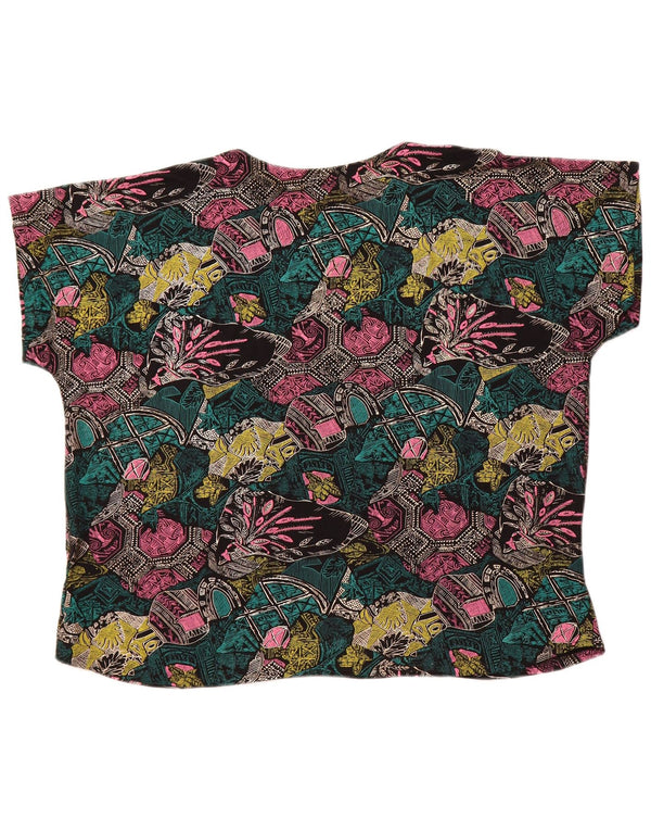 ВИНТАЖНАЯ женская блузка свободного кроя, топ UK 18 XL, разноцветный с геометрическим узором