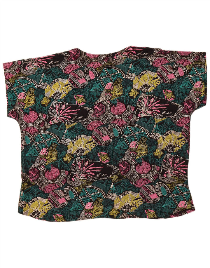 ВИНТАЖНАЯ женская блузка свободного кроя, топ UK 18 XL, разноцветный с геометрическим узором