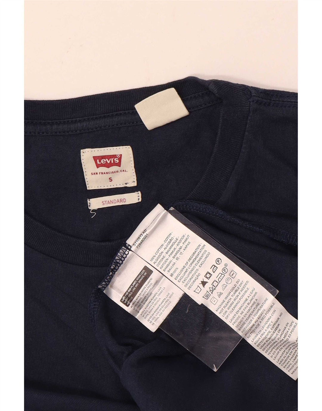 Мужской топ Levi's стандартного кроя с длинными рукавами, маленький размер, темно-синий, хлопковый