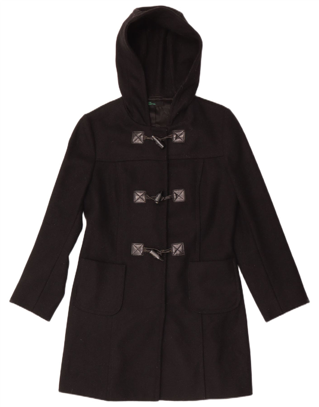 Женский дафлкот с капюшоном Benetton IT 42 Medium Black Wool
