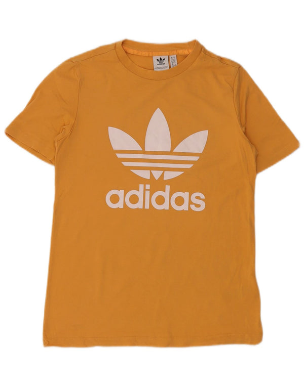 Женская футболка с рисунком Adidas Top UK 10, маленькая, желтая, хлопковая