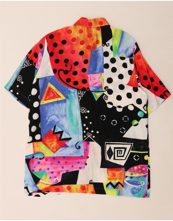 Женская рубашка оверсайз VINTAGE UK 10/12 маленькая разноцветная с геометрическим узором