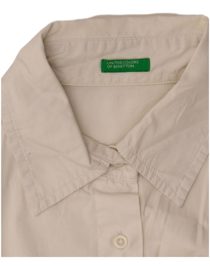 Женская рубашка с коротким рукавом Benetton UK 10, маленькая, белая