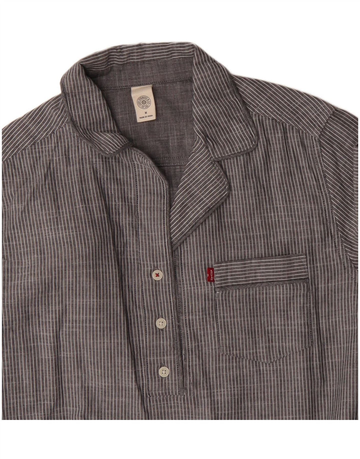 Женское платье-пуловер Levi's, Великобритания 14, средний серый хлопок в тонкую полоску