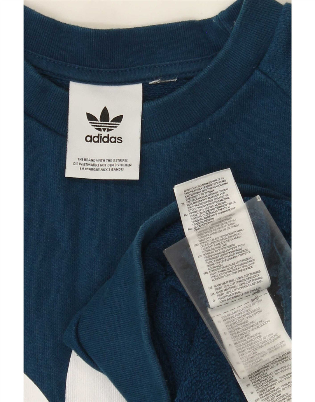 Мужской свитшот с рисунком Adidas, хлопковый джемпер среднего синего цвета