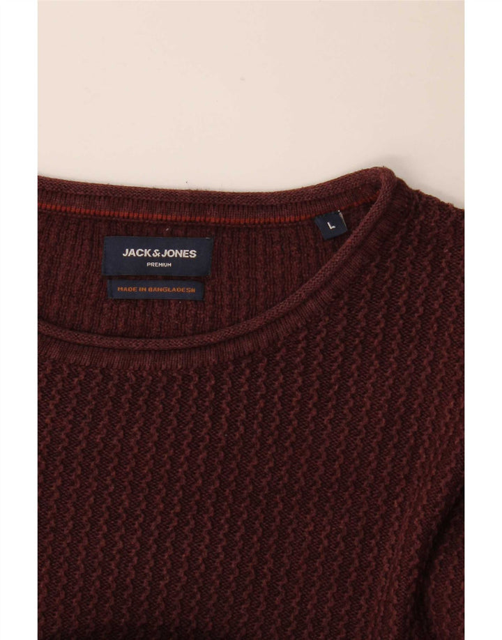 Мужской джемпер с круглым вырезом Jack & Jones, большой бордовый