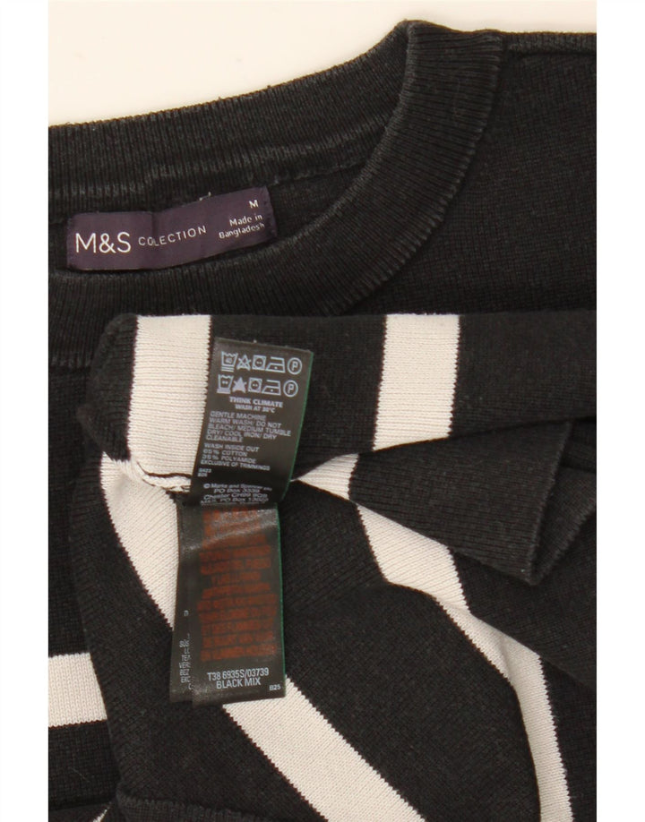 Женский джемпер с круглым вырезом Marks & Spencer UK 12, средний черный в полоску