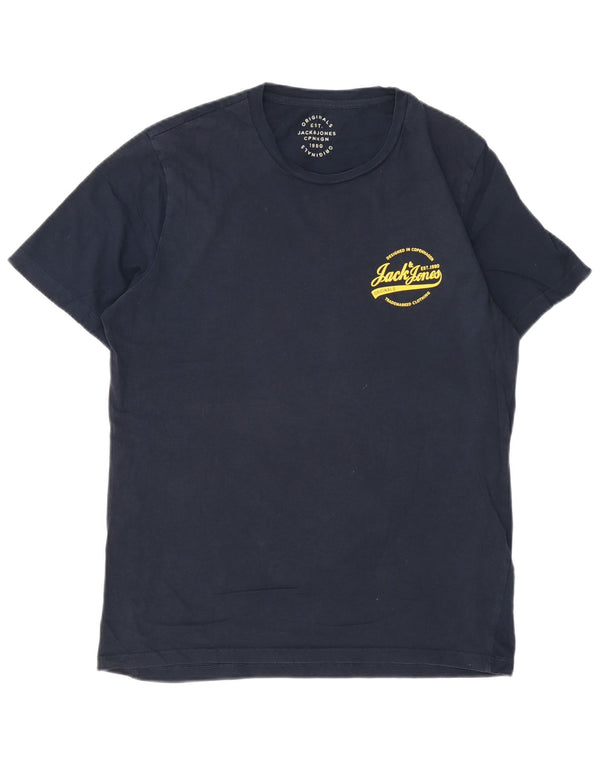 Мужская футболка с рисунком Jack & Jones Top XL, темно-синий хлопок
