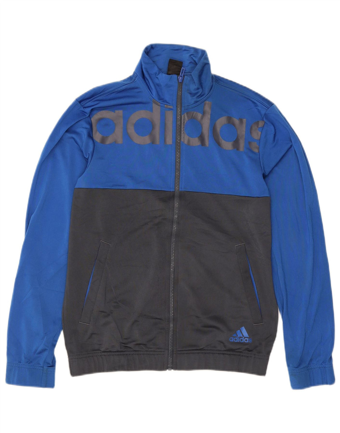 ADIDAS Mens Graphic Tracksuit Top Jacket UK 38/40 Medium Blue Colourblock