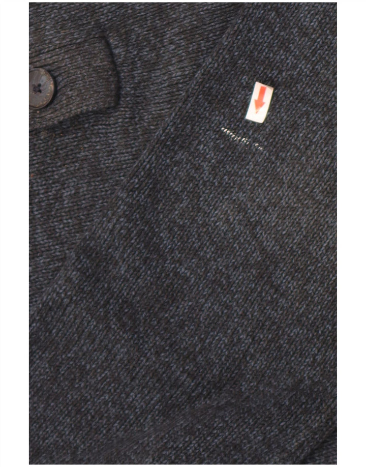 Мужской джемпер с воротником на пуговицах Marks & Spencer, большой темно-синий в крапинку