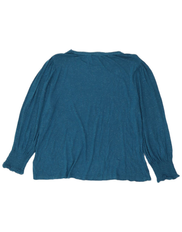 Женский топ Fat Face с длинным рукавом, Великобритания, 20, 2XL, синий, вискоза с крапинками
