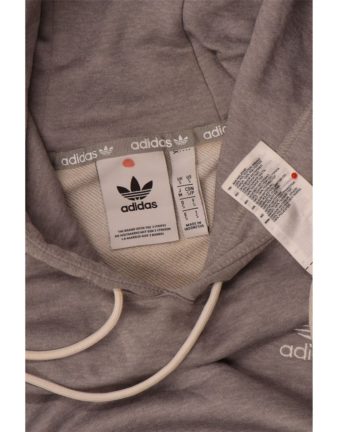 Мужской джемпер с капюшоном Adidas, маленький серый, полиэстер