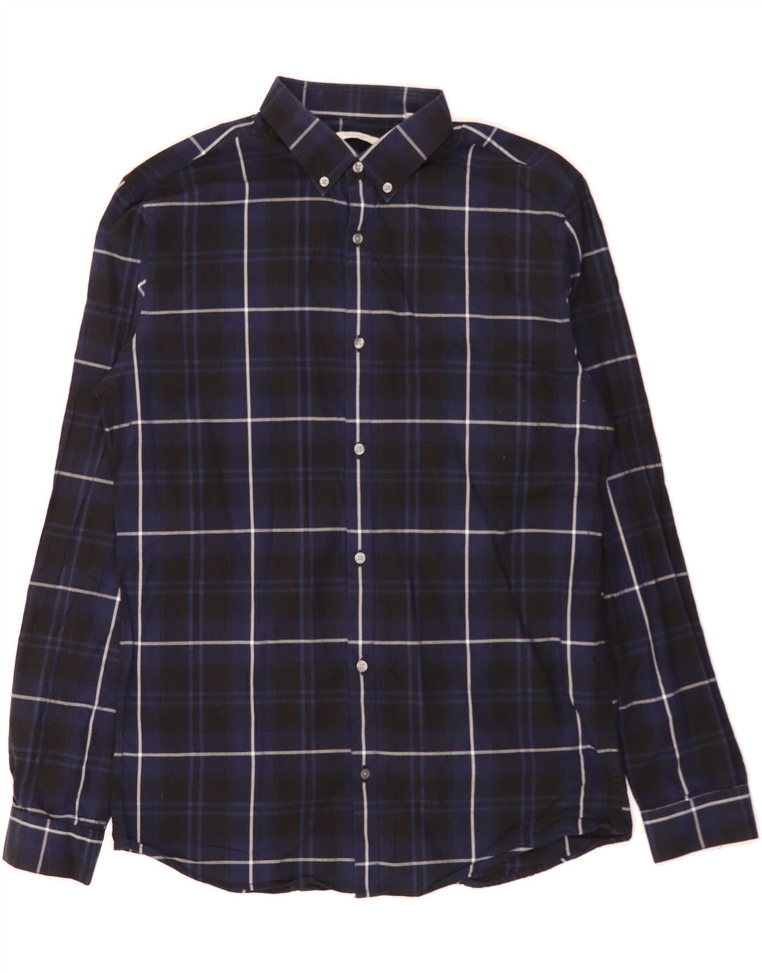 JACK & JONES Mens Premium Shirt Size 42 Large Navy Blue Check Cotton Vintage Jack & Jones and Second-Hand Jack & Jones from Messina Hembry 