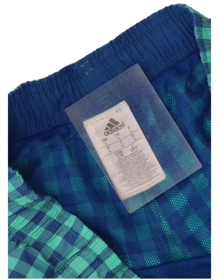 Мужские шорты для плавания Adidas, большие бирюзовые, нейлоновые в клетку