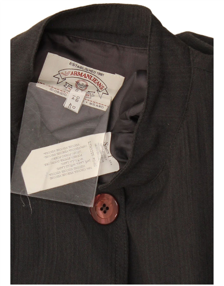 ARMANI JEANS Женский пиджак на 5 пуговицах UK 14 Большой Черный Вискоза