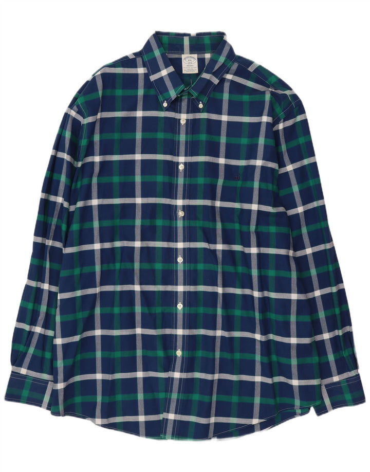 Мужская рубашка Regent Brooks Brothers 2XL, синяя клетка, хлопок