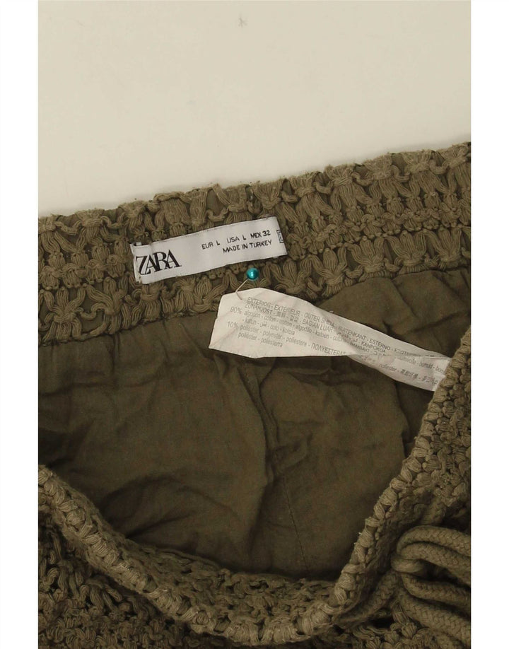 Женские шорты вязания крючком Zara W32, хлопок цвета хаки, большие размеры