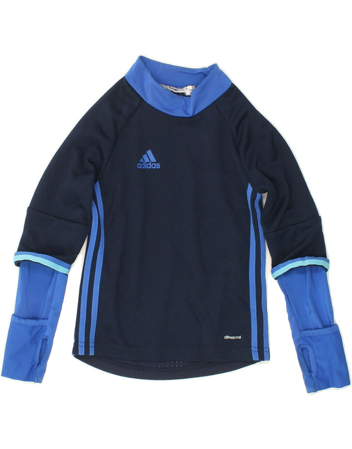 ADIDAS Boys Climacool Top Long Sleeve 2-3 Years Navy Blue Colourblock Vintage Adidas and Second-Hand Adidas from Messina Hembry 