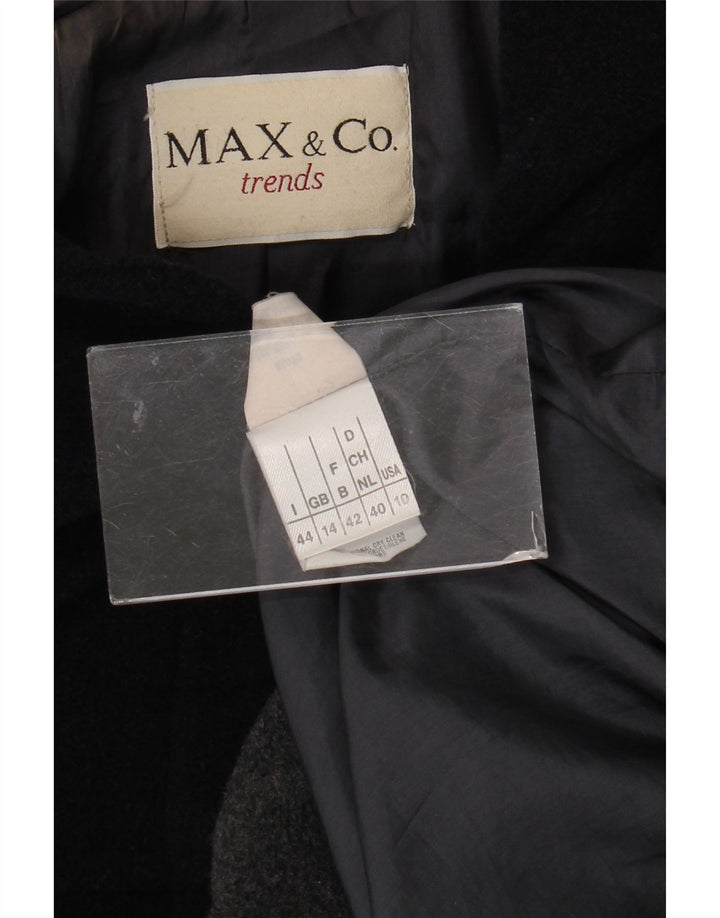 Женский дафлкот с капюшоном Max & Co. UK 14, большой темно-синий с цветными блоками
