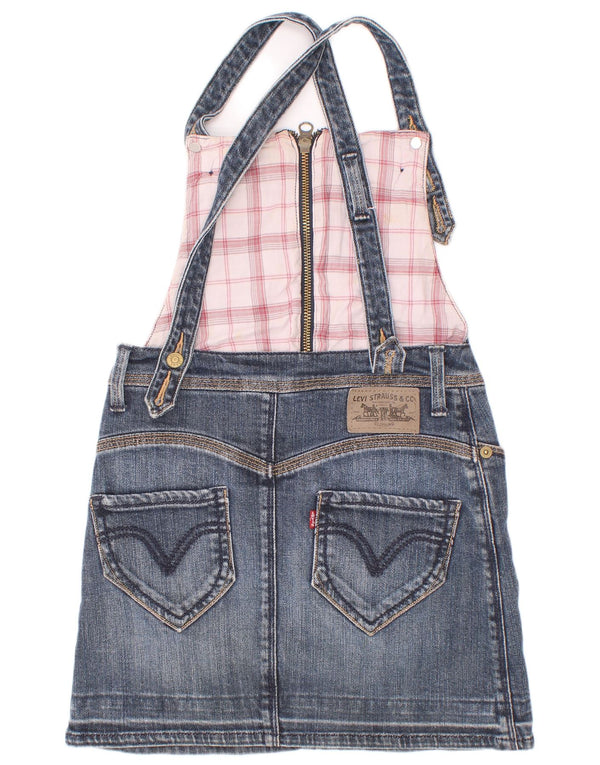 Джинсовая юбка-комбинезон Levi's для девочек 7–8 лет, W22, синяя, хлопок