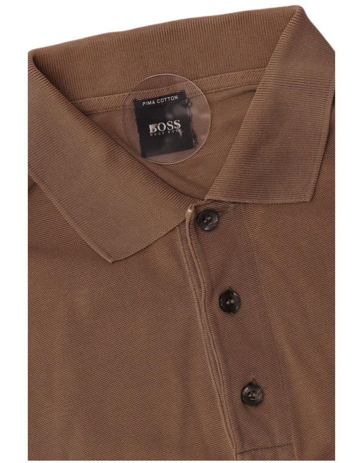 Мужская рубашка-поло Hugo Boss, маленькая коричневая, хлопок