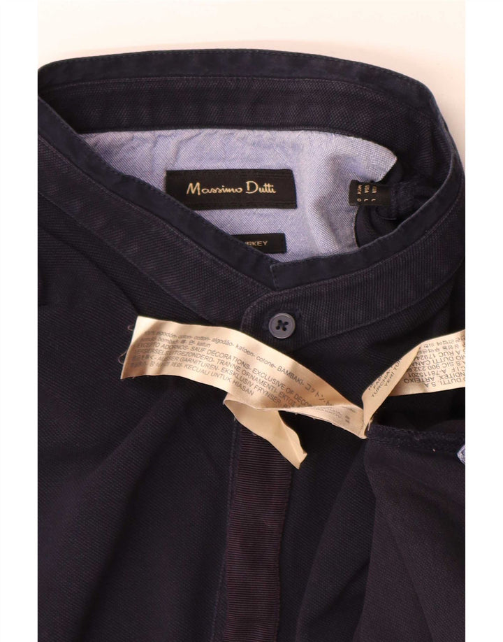 Мужская рубашка-поло Massimo Dutti, темно-синяя, хлопковая