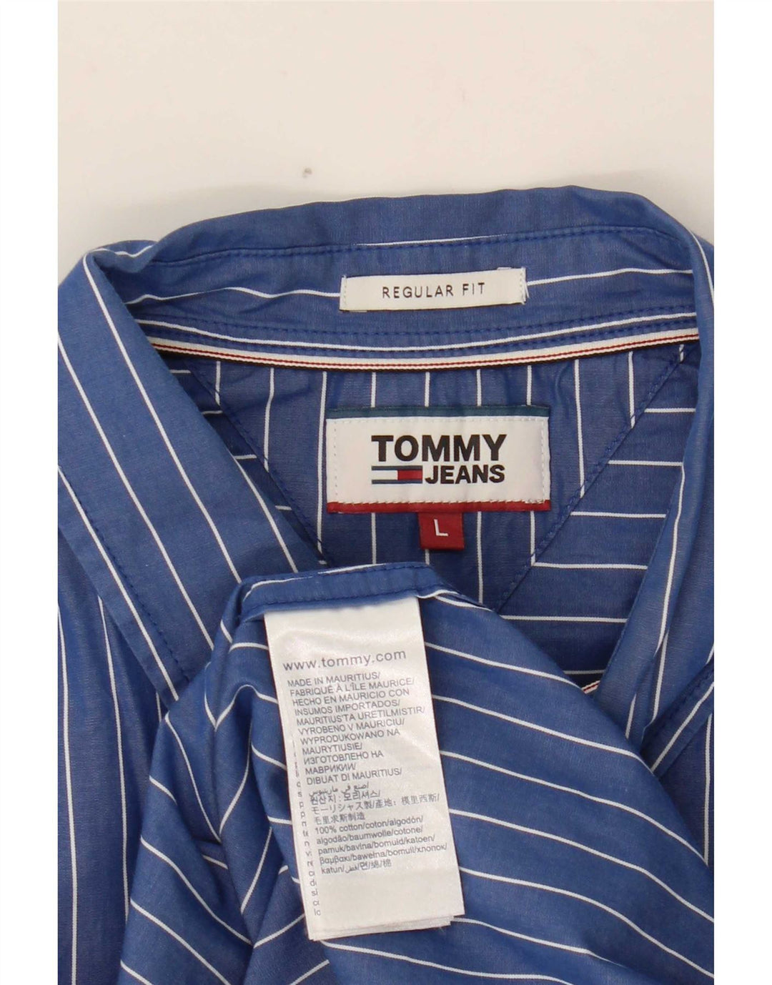 Tommy Hilfiger Мужская рубашка стандартного кроя из хлопка в большую синюю полоску