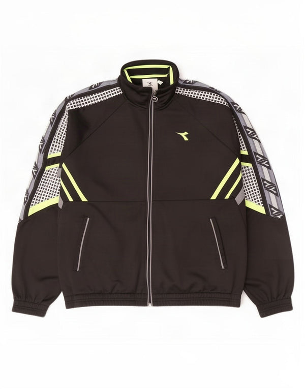 Мужской спортивный костюм Diadora UK 46 2XL, черный полиэстер с цветными блоками