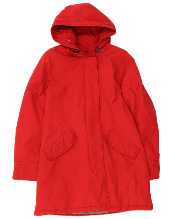 Женская стеганая куртка с капюшоном Woolrich UK 12, хлопковый средний красный цвет