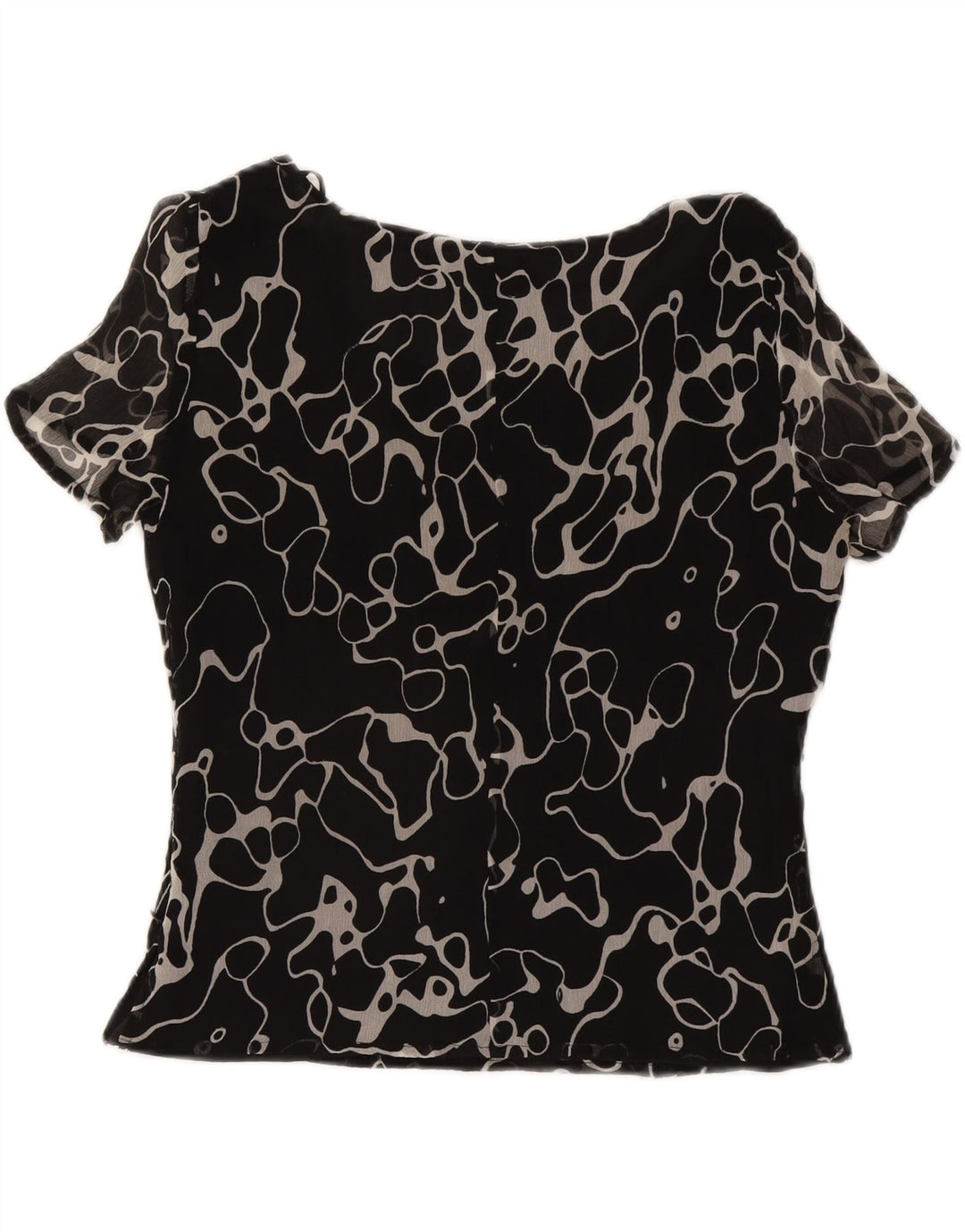 LUISA SPAGNOLI Womens Abstract Pattern Crop Blouse Top UK 14 Medium Black