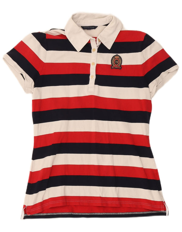 Женская рубашка-поло для регби Tommy Hilfiger UK 12, средний размер, разноцветная полоска