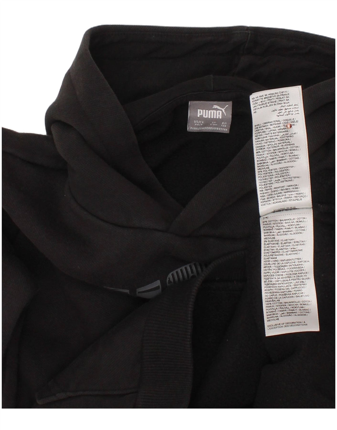 Толстовка с капюшоном PUMA для мальчиков 7-8 лет, черный хлопок