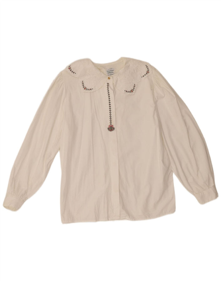 Женская блузка-рубашка Benetton IT 44 Medium Off White Хлопок