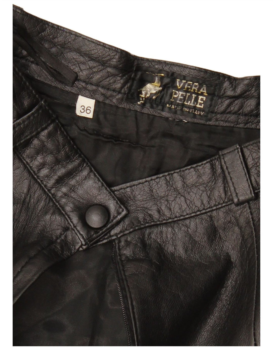 ВИНТАЖНАЯ женская кожаная юбка EU 36, маленькая W26, черная кожа