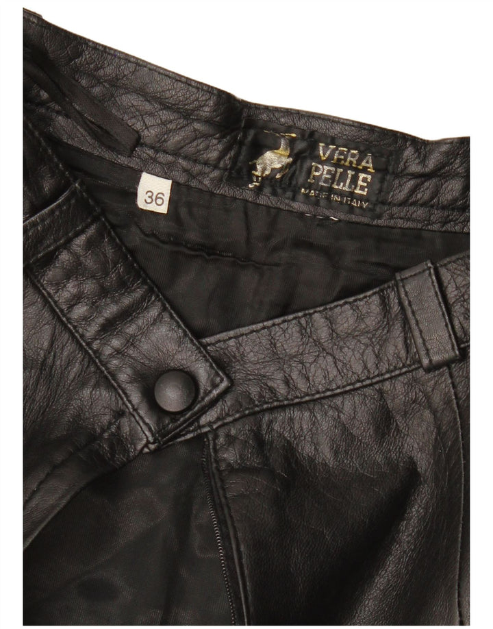 ВИНТАЖНАЯ женская кожаная юбка EU 36, маленькая W26, черная кожа