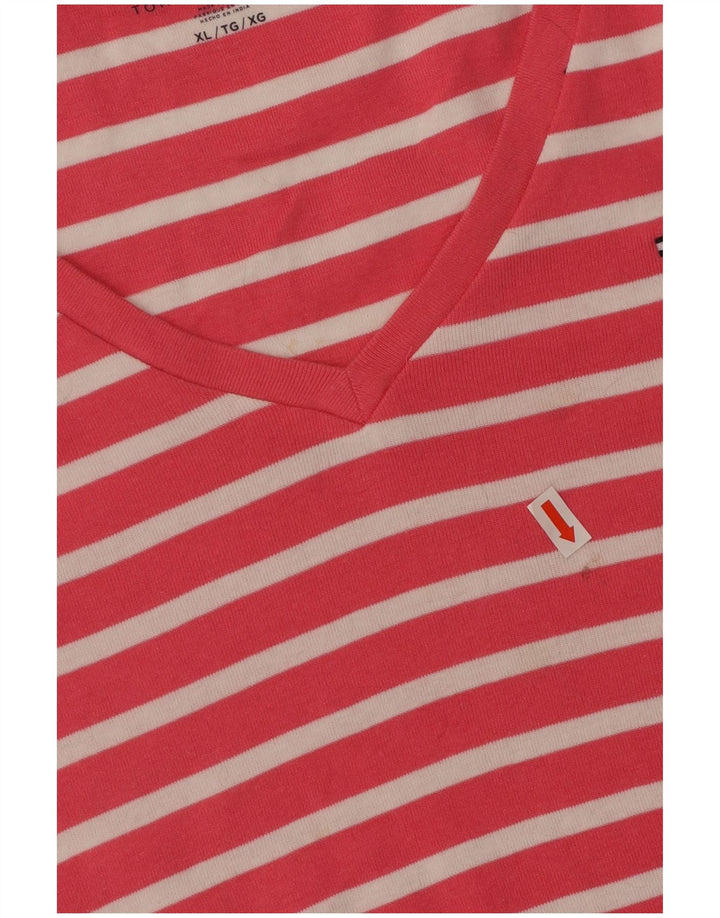 TOMMY HILFIGER Женская футболка Top UK 18 XL из хлопка в розовую полоску