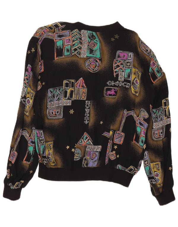 Vintage Womens Shirt Blouse UK 18 XL Black Geometric