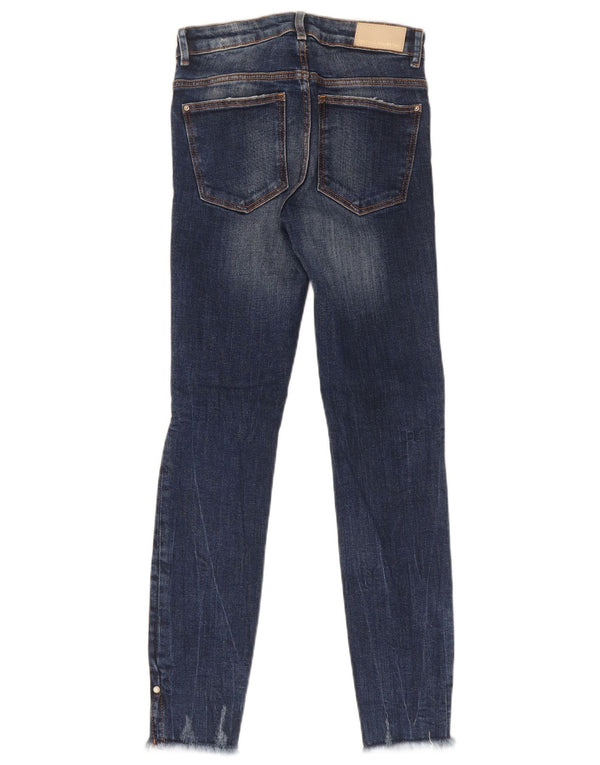 Zara Womens Distressed Skinny Jeans EU 34 2XS W24 L27 Blue Cotton