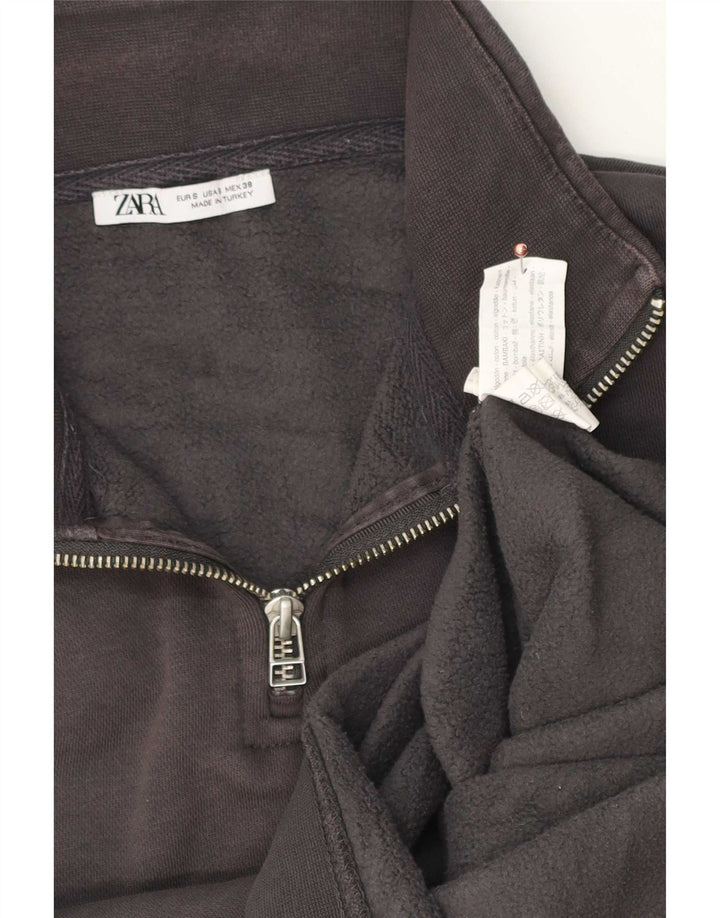 Мужской свитер Zara с воротником на молнии, маленький серый хлопковый джемпер